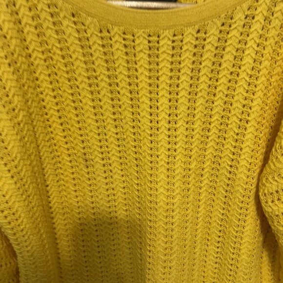 St John Collection Yellow Knit Sweater Women L 100% Cotton Pullover Long Sleeve - Picture 5 of 9